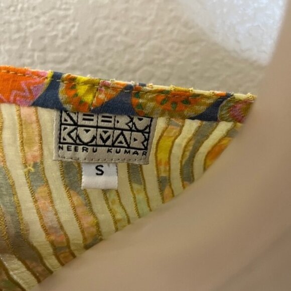 Neeru Kumar Colorful Textured Side Slit Tunic Top Long Sleeve Small S - Picture 3 of 5